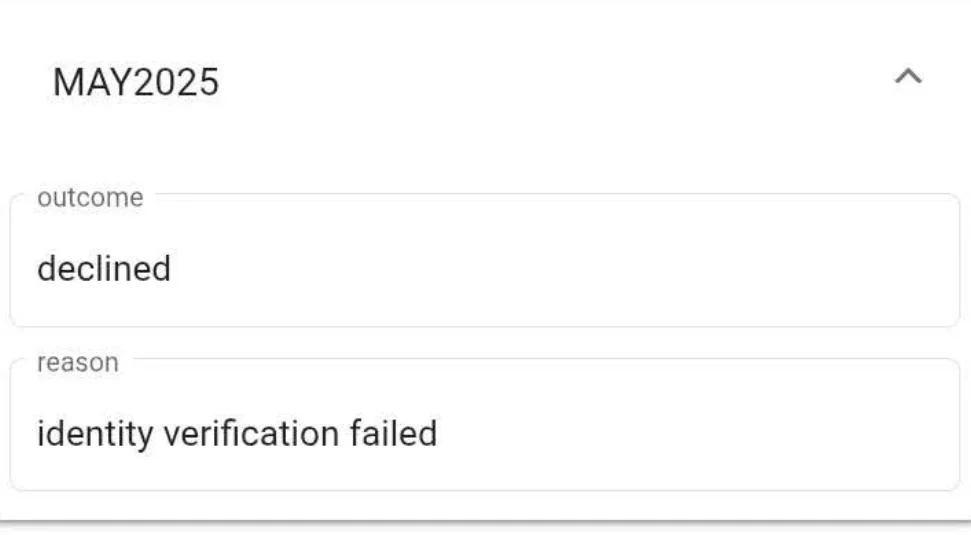 Identity Verification Failed