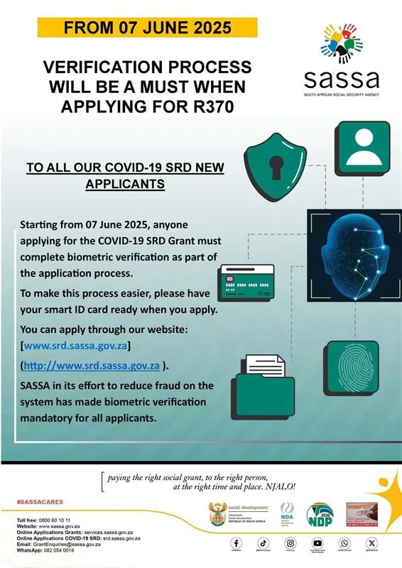 No Biometric No SRD R370 Grant Starting 7 June 2025